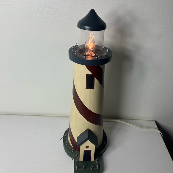 NCE Nautical Lighthouse Table Lamp Wood Coastal Beach Decor Working Light - Picture 3 of 10